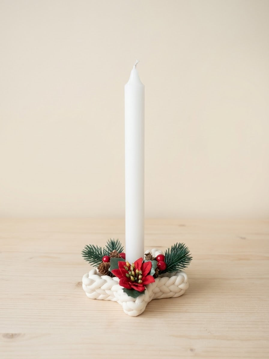 Stern für LED-Kerzen in Strickoptik – Weihnachtsdeko, 11 cm