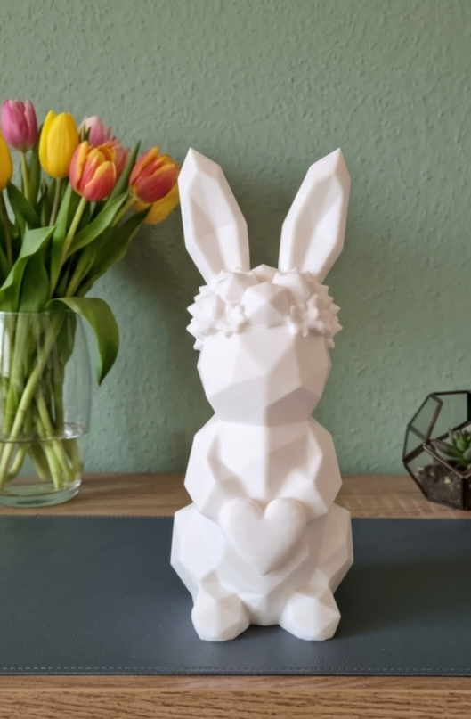 Geometrische Hasenfiguren 18cm in Schwarz und Weiß - Low-Poly Osterdeko