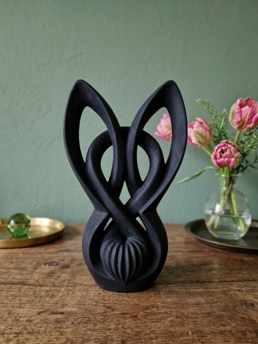 Moderne Hasenohren Dekofigur 18cm in Weiß und Schwarz - 3D-gedruckte Osterdeko