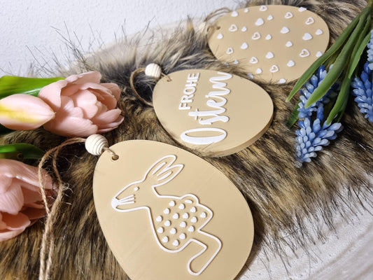 Osterdeko | Anhänger Ostern | Ostern Deko | 3D Osterhase | Osteranhänger | Ostern 3er Set | 3D Druck