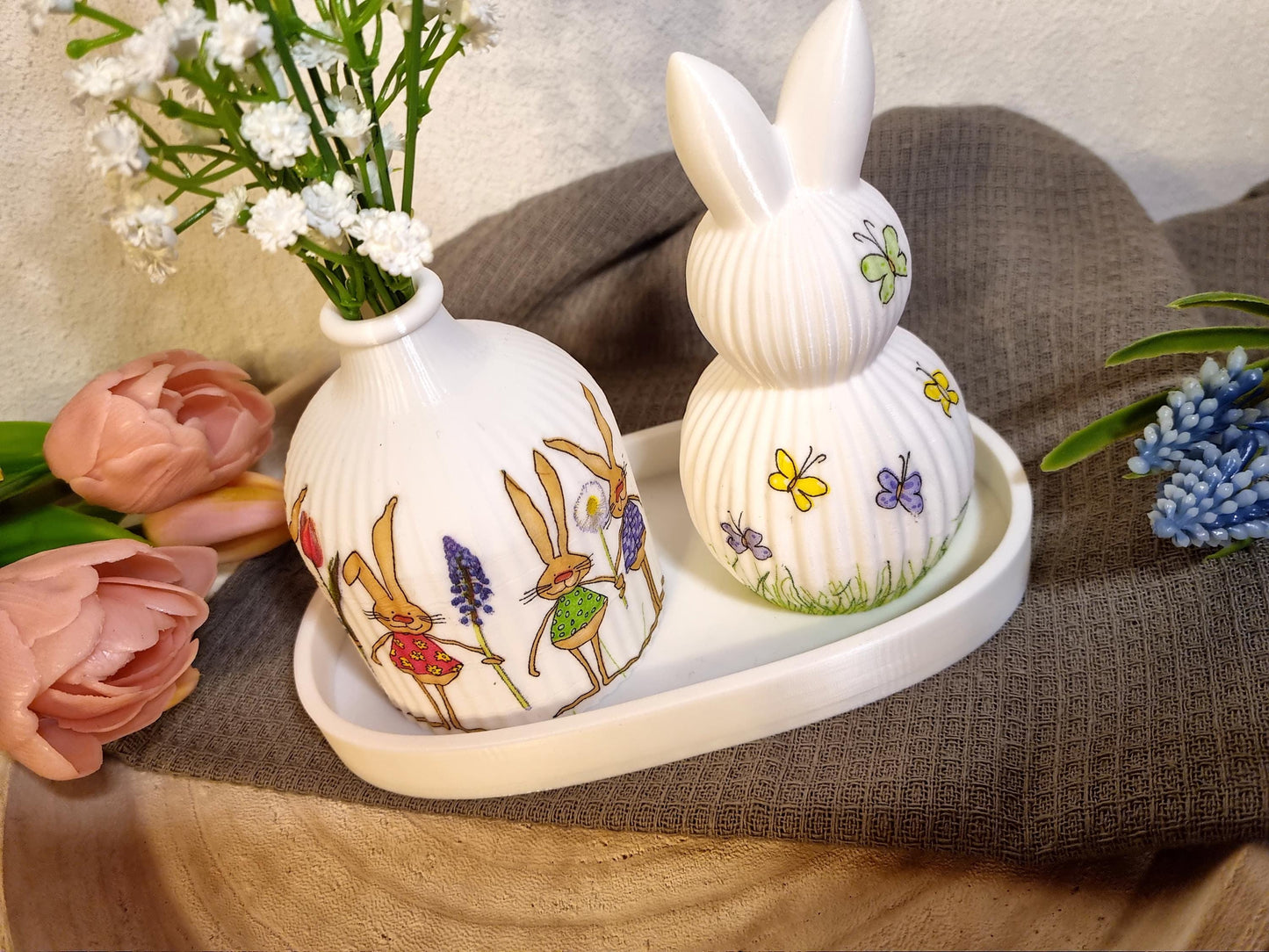 Osterdeko | Ostern Set | Ostern Deko | Handgefertigt | 3D-Druck | Serviettentechnik | Frühlingsdeko |