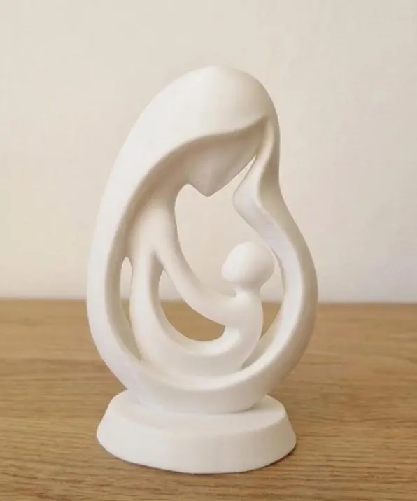 Muttertagsgeschenk Mutter Kind Skulptur 3D Druck – Figur Weiß mit oder ohne Geschenkverpackung