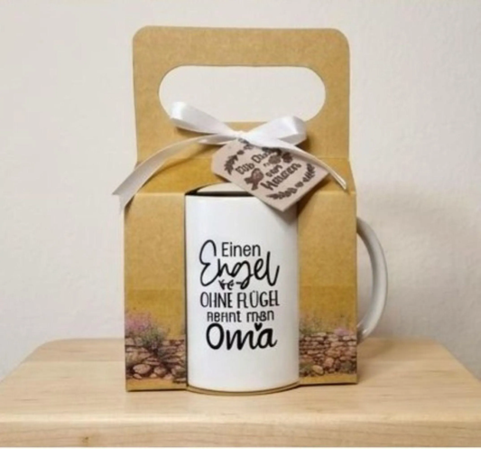 Geschenk für Oma Tasse mit Spruch – Muttertagsgeschenk Kaffeetasse im Geschenkset – 21 Designs, fertig verpackt