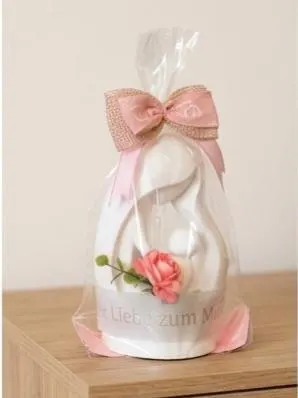 Muttertagsgeschenk Mutter Kind Skulptur 3D Druck 14 cm – Figur Weiß inkl. Verpackung & Rose – Alles Liebe zum Muttertag