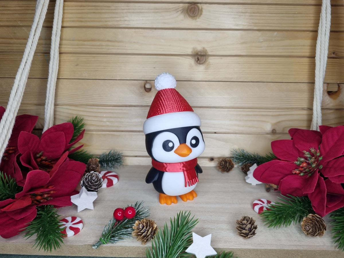 Weihnachts-Pinguin Deko-Figur | 3D-Druck ca. 13 cm