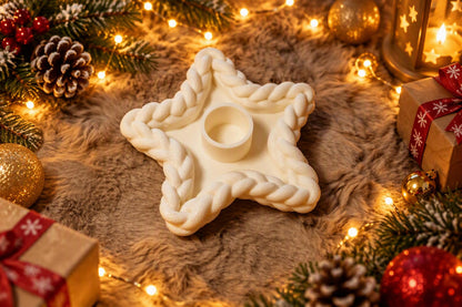 Stern für LED-Kerzen in Strickoptik – Weihnachtsdeko, 11 cm