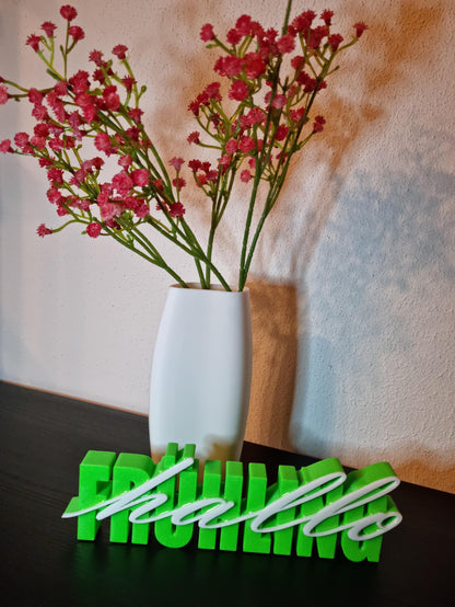 Frühlingsdeko Schriftzug 'Hallo Frühling' - 3D-gedruckt mit Resin - Tischdeko
