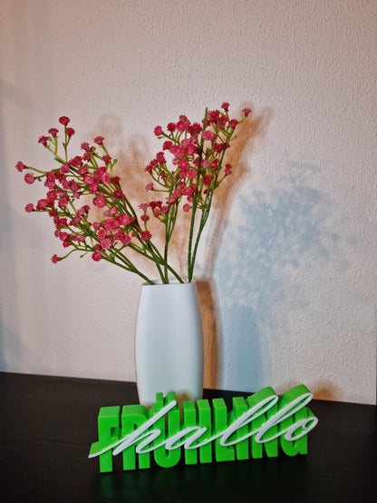 Frühlingsdeko Schriftzug 'Hallo Frühling' - 3D-gedruckt mit Resin - Tischdeko
