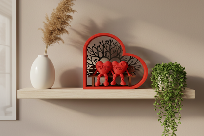 Dekoratives 3D-Herz - Baum der Liebe - Geschenk für Hochzeit & Valentinstag