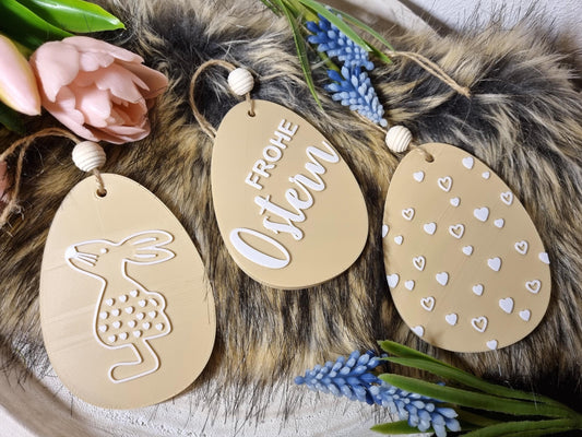 Osterdeko | Anhänger Ostern | Ostern Deko | 3D Osterhase | Osteranhänger | Ostern 3er Set | 3D Druck
