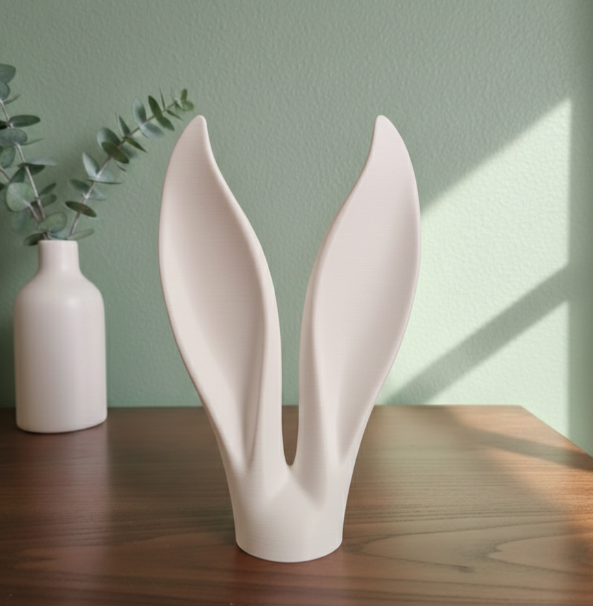 3D-gedruckte Osterhasen-Ohren – minimalistische Osterdeko in Schwarz und Weiß