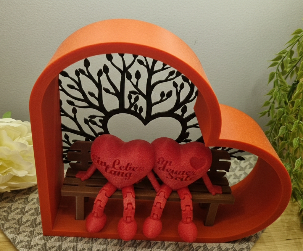 Dekoratives 3D-Herz - Baum der Liebe - Geschenk für Hochzeit & Valentinstag