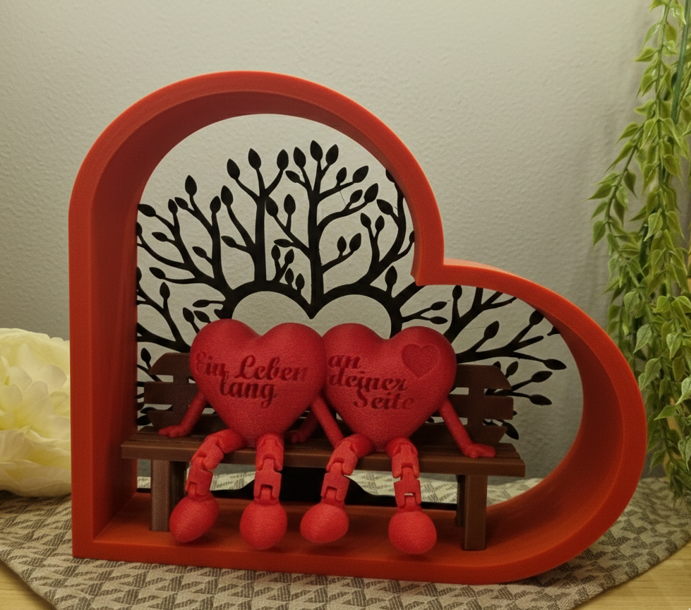 Dekoratives 3D-Herz - Baum der Liebe - Geschenk für Hochzeit & Valentinstag