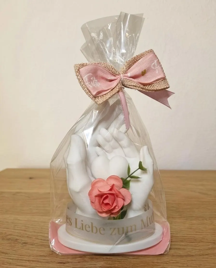 Muttertagsgeschenk Hände mit Herz Skulptur 3D Druck 14 cm – Figur Weiß mit oder ohne Geschenkverpackung