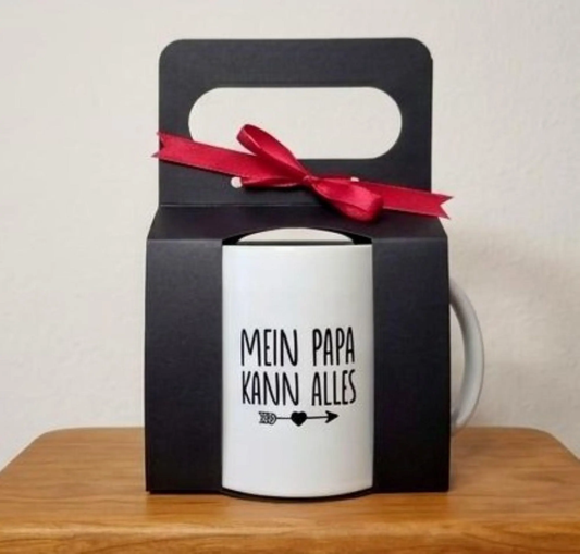 Geschenk für Papa Tasse mit Spruch – Vatertagsgeschenk Kaffeetasse im Geschenkset – 20 Designs, fertig verpackt