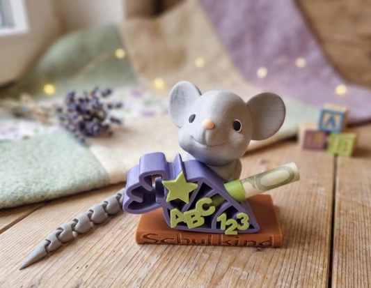 Maus Einschulung Geschenk - Geldgeschenk Schulkind - 3D Druck Deko
