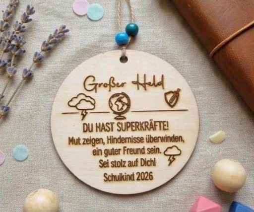 Mutmacher Holz Plakette – Geschenk zur Einschulung 2026 | Schulkind Glücksbringer