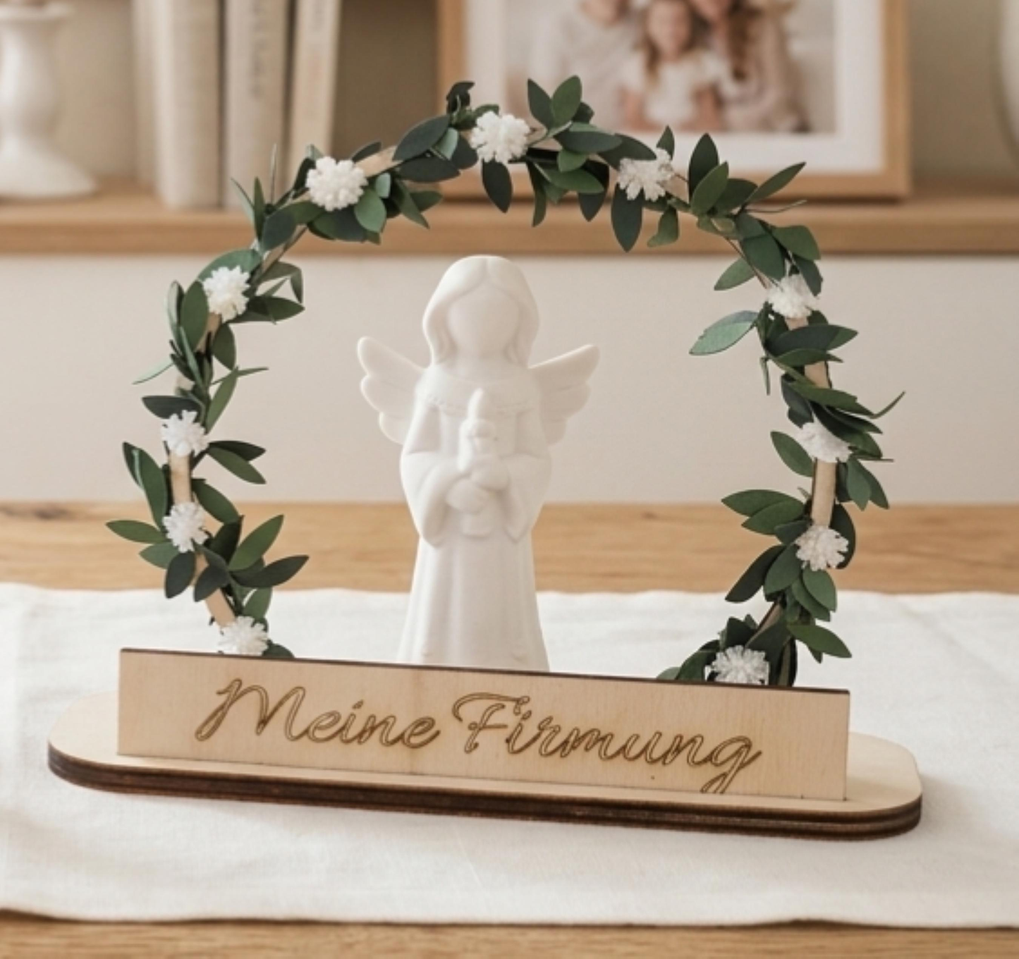 Schutzengel Deko Firmung personalisiert - Firmung Geschenk Engel Holzbogen