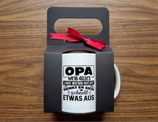 Geschenk für Opa Tasse mit Spruch – Vatertagsgeschenk Kaffeetasse im Geschenkset – 12 Designs, fertig verpackt