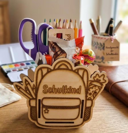 Stiftehalter Holz Schulkind – Schreibtisch Organizer Einschulung 2026