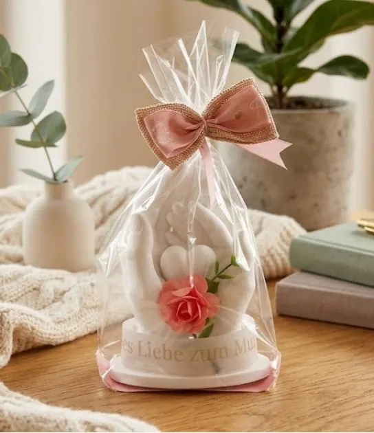 Muttertagsgeschenk Hände mit Herz Skulptur 3D Druck 14 cm – Figur Weiß mit oder ohne Geschenkverpackung