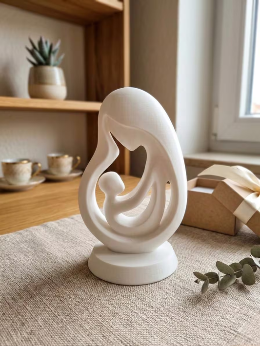 Muttertagsgeschenk Mutter Kind Skulptur 3D Druck – Figur Weiß mit oder ohne Geschenkverpackung