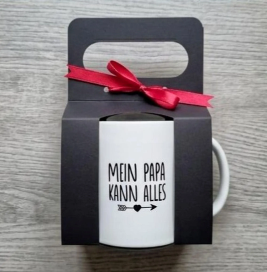 Geschenk für Papa Tasse mit Spruch – Vatertagsgeschenk Kaffeetasse im Geschenkset – 20 Designs, fertig verpackt