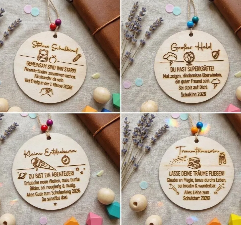 Mutmacher Holz Plakette – Geschenk zur Einschulung 2026 | Schulkind Glücksbringer