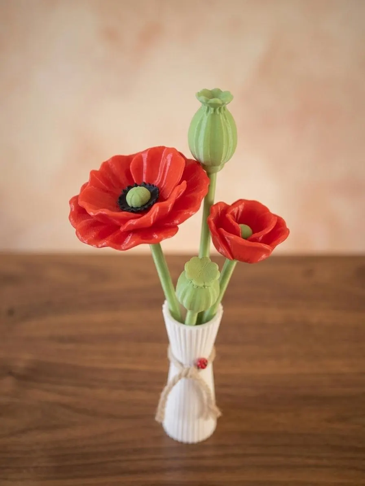 Mohn-Arrangement, Tischdeko Sommer, 3D-Druck Kunstblumen