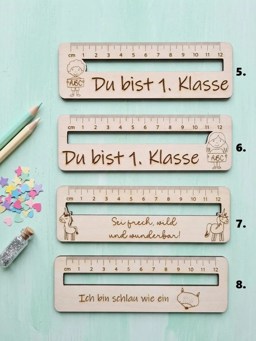 Lineal Holz Schulkind – Geschenk Einschulung 2026 Erste Klasse Schultüte