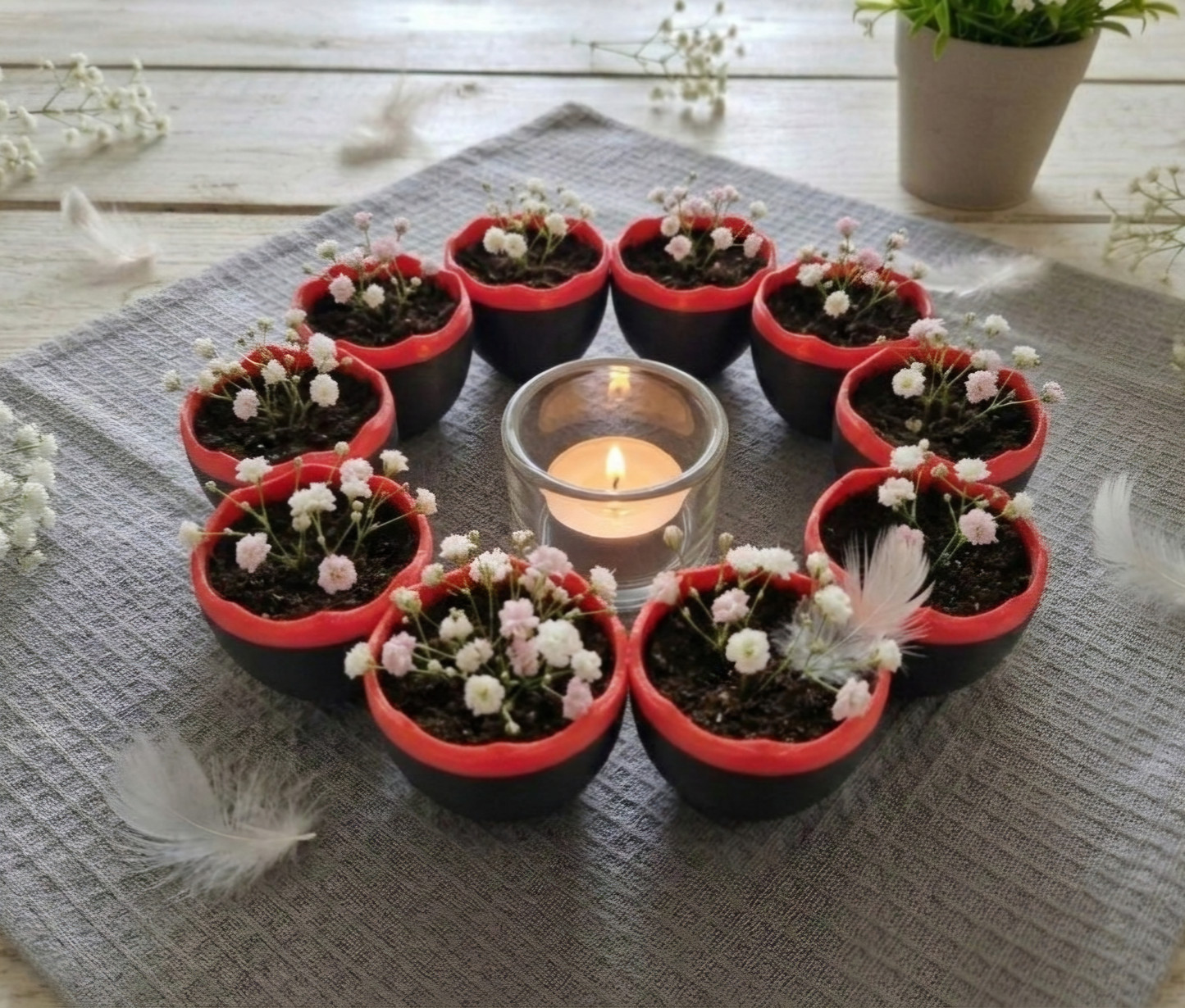 Eierkranz Schwarz-Rot 3D-Druck Osterdeko